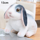 Lovely Fluffy Lop-eared Rabbits Plush Toy Baby Kids Appease Dolls Simulation Long Ear Rabbit Pillow Kawaii Christmas Gift MartLion squat grey  