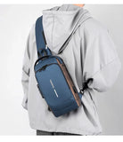  Men's Anti Theft Chest Bag Shoulder Bags USB Charging Crossbody Package School Short Trip Messengers Bags Oxford Sling Pack MartLion - Mart Lion