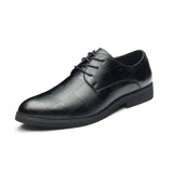 Wedding Dress Shoes Men's Leather Casual  Breathable Oxford with Heel Social Homme MartLion Black 41 