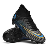 Turf Soccer Shoes Studded Boots Outdoor Football Men's Non Slip High Ankle Training Sneakers Tf Fg Mart Lion Black cd Eur 35 