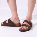 Women's Mules Sandals Men's Clogs Cork Insole Sandals Suede Beach Slides With Arch Support Soft Home Shoes MartLion   