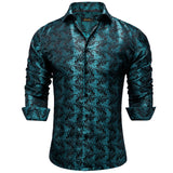 Gold Paisley Silk Shirts Men's Long Sleeve Luxury Tuxedo Wedding Party Clothing MartLion CYC-2027 S 