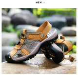 Summer Genuine Leather Men's Sandals Mesh Beach Sandal Handmade Casual Shoes Platform Outdoor Water Sports Sneakers Mart Lion   