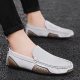 Genuine Leather Men's Casual Shoes Loafers Moccasins Breathable Slip on Driving Mocasines Hombre Mart Lion   