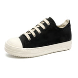 Classic Black White Men's High Top Shoes Zipper Platform Sneakers Autumn Leather Ankle Boots Streetwear Designer MartLion Canvas Black X189 42 CHINA
