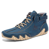 Soft Microfiber Leather Men's Shoes 8 Color Ankle Boots Design Outdoor Handmade Casual Hiking MartLion Blue 47(29.3CM) 