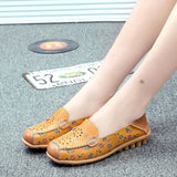 Women flat shoes ballet summer flower print genuine loafers ladies flats MartLion   