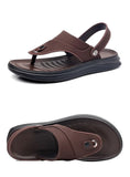 Summer Flip flops Men Sandals Leather Mens Casual Shoes Outdoor Men Leather Sandals for Men Beach Shoes Roman Shoes MartLion