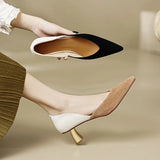 Spring Women Shoes Kid Suede Square Toe Chunky Heel Slip-On Pumps Concise High Heel 6cm MartLion   