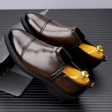Men's Trends Leather Loafers Shoes Party Negotiation Social Office Comfort Round Toe MartLion   