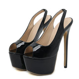 Liyke Black High Heels 16CM Women Shoes Cozy Patent Leather Peep Toe Platform Pmups Escarpins Femmes Talons Mart Lion   