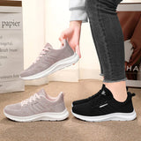 Spring and Autumn Women's Casual Sports Shoes Knitted Upper Breathable Shoes Pink Black MartLion   