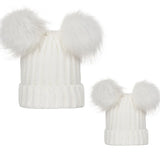 Winter Women Beanie Hats Faux Fur Ball Mother Kids Hats for Girls Boys Warm Knitted Bobbles Woman Cap Teenager Grils Beanies MartLion   