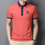  Summer Men's Polo Shirts Casual Brand Solid Short Sleeve Breathable Cotton Tops Luxury Clothing Mart Lion - Mart Lion