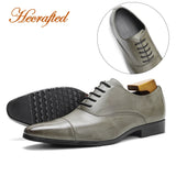 Leather Shoes Men's Derby Stylish Leather Formal MartLion Grey 40 