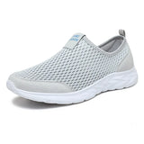 Men's Shoes Mesh Breathable Walking Shoes Unisex Slip-On Light Loafers Women Sneakers MartLion Light Grey 42 