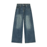 Vintage Men's Baggy Denim Trousers Streetwear Wide Leg Loose Denim Pants Distressed Straight Pants MartLion Blue M 