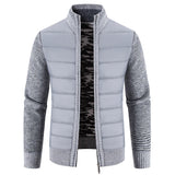 Winter Thick Fleece Cardigan Men's Warm Sweatercoat Patchwork Knittde Sweater Jackets Casual Knitwear Outerwear MartLion light grey M 