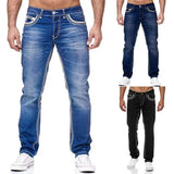 Straight Pants Casual Sports  Color Stretch Cotton Wash Jeans Pockets Street Men's Pants MartLion   