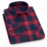 Winter Flannel Red Checkered Shirt Men Shirts Long Sleeve Chemise Homme Cotton Male Check Shirts MartLion   