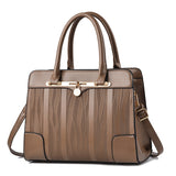 Leather Handbags Women Casual Female Bags Trunk Tote Shoulder Ladies Bolsos Mart Lion Dark Khaki  NV89 30x14x23cm 