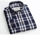 England Style Contrast Casual Checkered Shirts Button-down Soft Cotton  Long Sleeve Standard-fit Plaid Shirt MartLion   