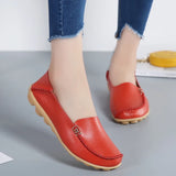 Flat Shoes Slip For Women's moccasins Genuine Leather Loafers MartLion Big red 44 