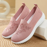 Summer Soft Embroidery Women's Flat Shoes Knitted Breathable Women's Flower Casual MartLion   