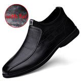 Mid-top Genuine leather Men's shoes Keep Warm Dress Winter With Fur Elegant Sapato Social Masculino Mart Lion Black fur 37 