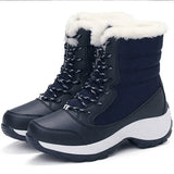 Women's Winter Boots Thick Sole Sloping Heel Ankle Outdoor Light Plush Warm Cotton Shoes MartLion Blue 36 