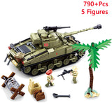 Military ww2 Cannon Assault Armored Vehicle Battle Tank Car Truck Army Weapon Building Blocks Sets  Model King Kids Toys Gift Mart Lion No Box 5 Dolls  