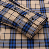 Men's  Modal Cotton Striped Plaid Dress Shirt Without Pocket Stylish Casual Standard-fit Long Sleeve Gingham Shirts MartLion   