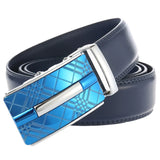 35mm Leather Belts for Men's Alloy Automatic Buckle Without Holes Blue Belt Natural Cowhide Suit MartLion   