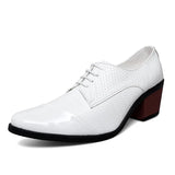 Men's Leather Shoes Banquet Dress Shoes Formal Occasions Leather Shoes Office Red High Heels Pointed MartLion WHITE 38 