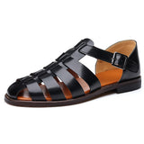 Men's Leather Sandals Trendy Summer Roman Shoes Casual Soft Beach Footwear Flats Mart Lion   