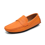 Men's Penny Loafers Genuine Leather Moccasin Driving Shoes Casual Slip On Flats Boat Mart Lion 02 Orange 6.5 China