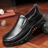 100% Genuine Leather Shoes Men's Loafers Soft Cowhide Casual Footwear Black Brown Slip-on Thick Sole MartLion - Mart Lion