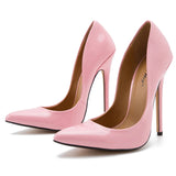 High Heels Shoes Women Pumps Large White Stiletto Heel Patent Leather Office Wedding Shoes Hey
