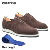 Classic Men's Cow Suede Leather Oxford Shoes Lace-up Office Work Casual Sneakers Autumn Winter Flats MartLion Dark Brown EUR 41 