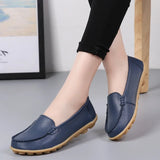 Genuine Leather Shoes Woman Soft Boat Flats Ladies Loafers Non-Slip Sturdy Sole MartLion