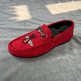 Red Embroidered Shoes Men's Breathable Loafers Flats Slip-on Casual Zapatos Hombre MartLion red Q095 38 