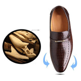 Men's Casual Shoes Classic Low-Cut Embossed Leather Dress Loafers Mart Lion   