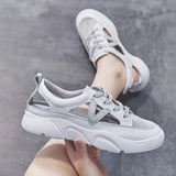 Summer Shoes Women Sneakers Genuine Leather White Flat Thick Sole Breathable Mesh MartLion   