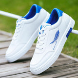 Men's Sneakers Casual Sports White Tenis Masculino Lace-Up Moccasin Trendy Flats Shoes Running Walking Mart Lion White Blue 8610 39 
