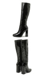 Liyke Black Knee High Boots Women Chunky Heels Casual Winter Motorcycle Long Shoes Square Toe Zip Cool Knight Mart Lion   