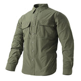 High Stretch Tooling Shirt Mens Outdoor Casual Waterproof Long Sleeved Tops Tactics Quick Drying Pockets MartLion   