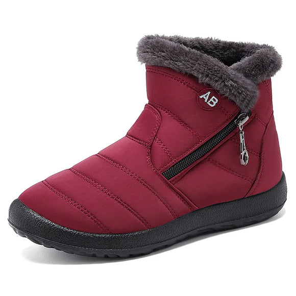 Women Boots Watarproof Ankle For Women Winter Shoes Keep Warm Snow Female Zipper Winter Mujer MartLion Red 40 