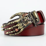 Heavy Metal Buckle Skull Hand Bone Claw Belt Ghost Hip Hop Rock Style Waistband MartLion Golden with Brown 115cm 