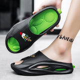 Quick-dry Men's Slippers Summer Breathable Casual Sneakers Outdoor Beach Slides Flat Non-slip Sandals Soft Flip Flops Mart Lion 8-Black 6.5 