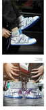 Printed Men's Sneakers Breathable Leather High-top Sneakers Lace-up Non-slip Casual MartLion   